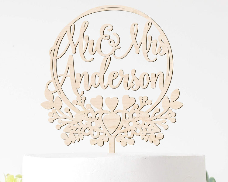Personalized Mr & Mrs Wedding Cake Topper Wood