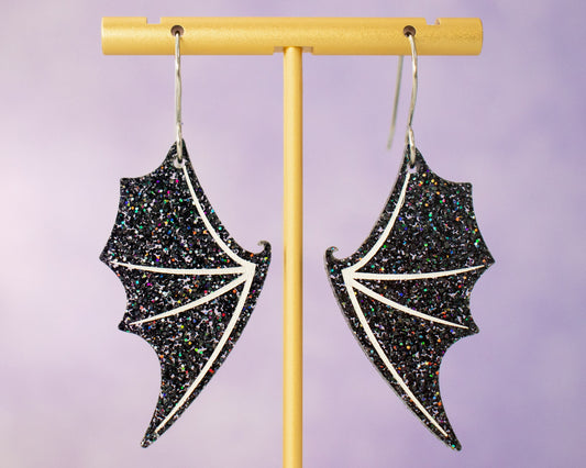 Glitter Bat Wing Earrings