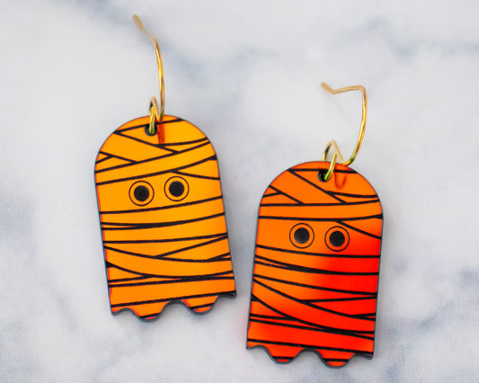 Ghost Mummy Holographic Earrings