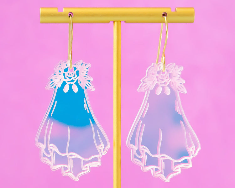 Holographic Flower Ghost Earrings