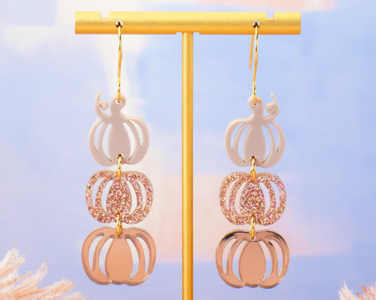 Stacked Pumpkin Rose Gold Earrings