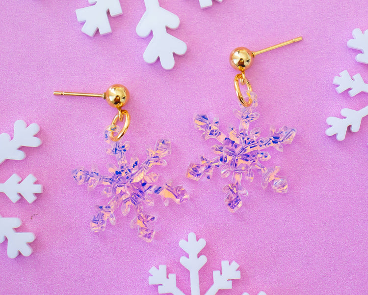 Holographic Snowflake Earrings