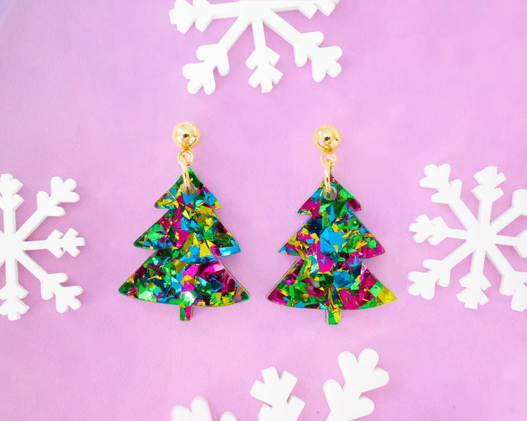 Small Christmas Tree Earrings - Green
