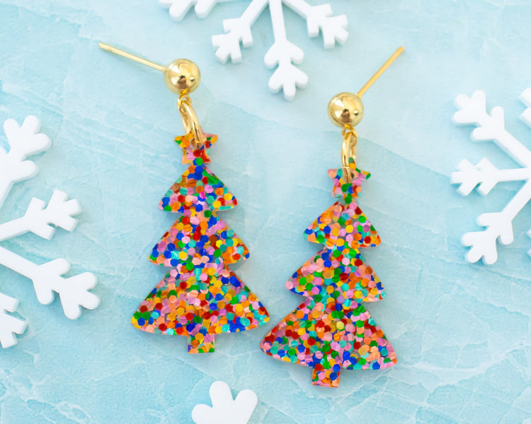 Small Retro Christmas Tree Earrings