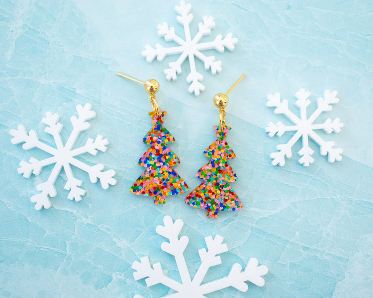 Small Retro Christmas Tree Earrings