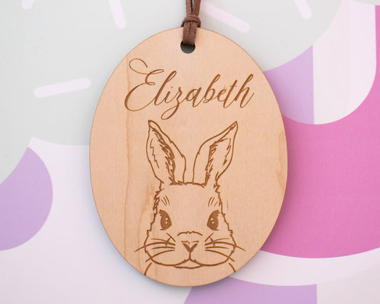 Wood Easter Bunny Basket Tag